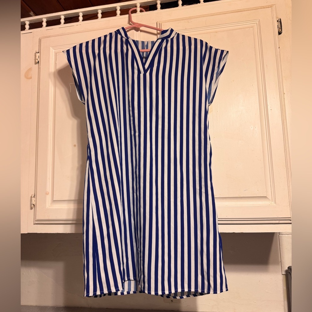Chic Nation Blue and White Striped Dress